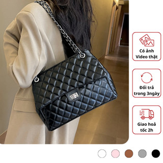  Túi xách nữ công sở đeo vai dây xích túi tote da trần trám bản to đi học đi làm a4 sách vở văn phòng máy tính laptop 35 