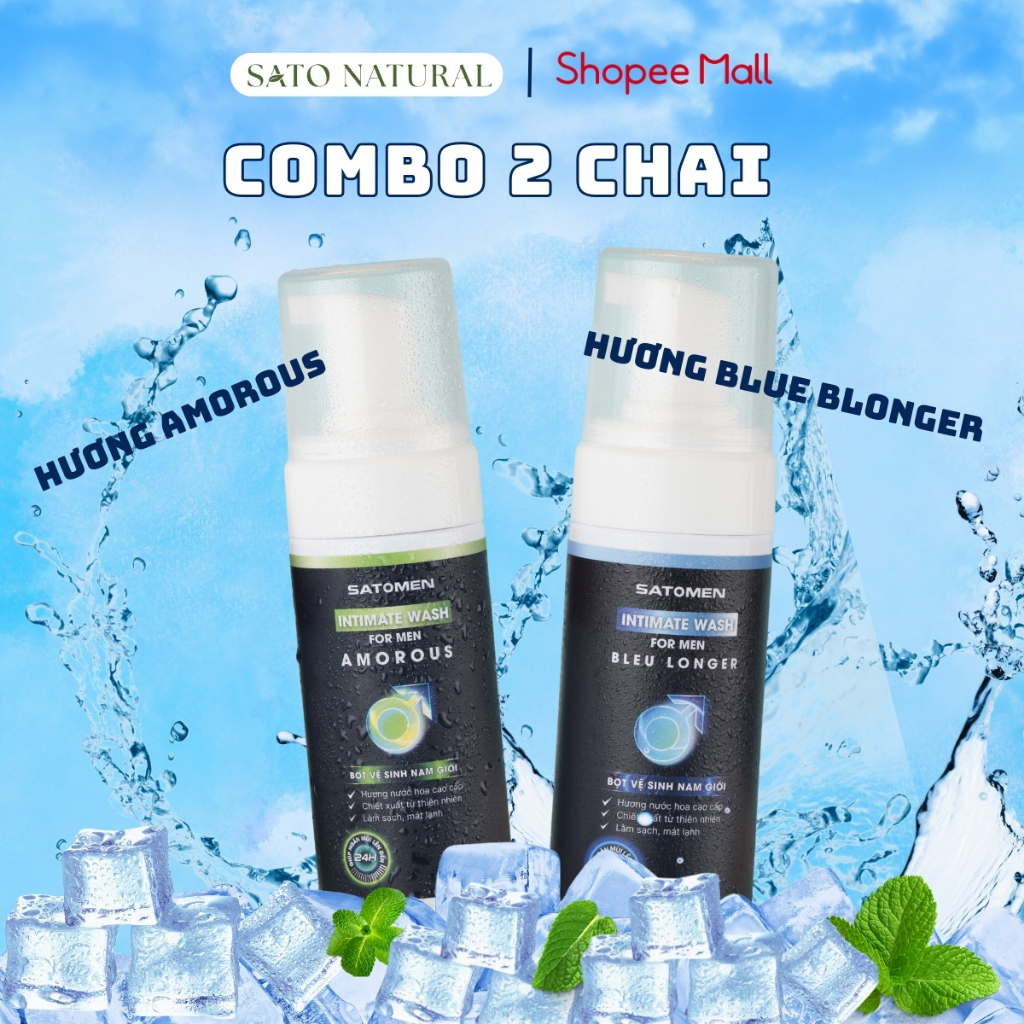 Combo 2 chai Dung dịch vệ sinh nam SATOMEN Chai 120ml, 2 Hương Thơm Cuốn Hút Nam Tính, Khử Mùi 24h