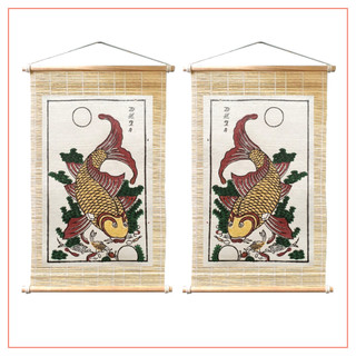 Tranh Đông Hồ Cá chép trông trăng Lý ngư vọng nguyệt - Moon-looking Carp