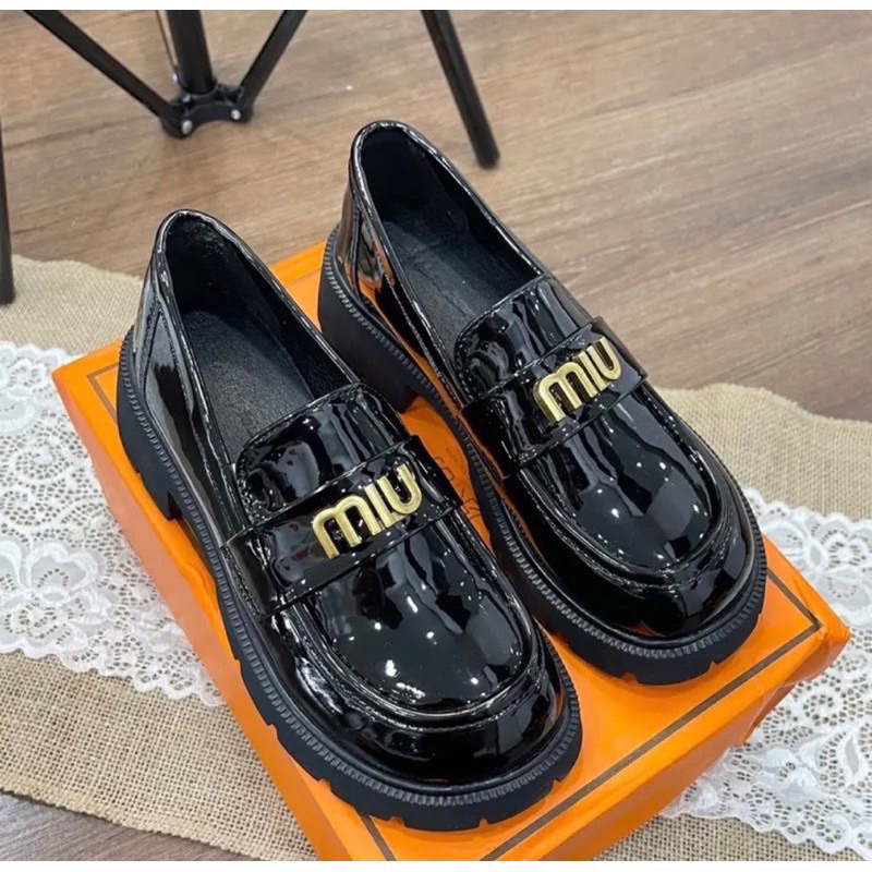 Giày Đốc Miu Da Bóng đế 3-4cm (form to khách lùi 1 size)