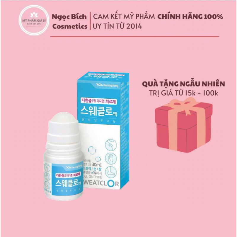 Lăn khử mùi Kwangdong Sweatclor 30ml Hàn Quốc, khử mùi, giảm tiết mồ hôi Kwangdong