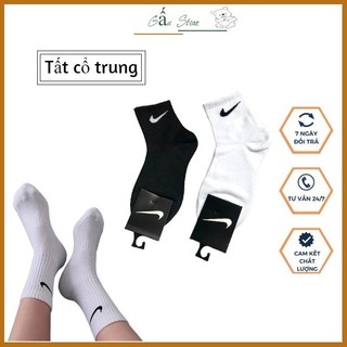 Tất nikee cao cấp và vớ nikee unisex dệt kim, màu trắng đen thể thao đá bóng cổ trung