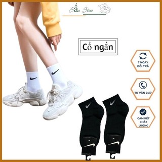 Tất vớ ngắn Nai.ki cao cấp, màu trắng đen thể thao đá bóng cổ ngắn