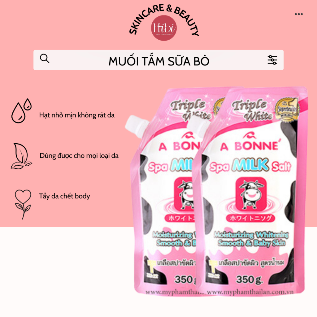[Hcm]{Cam Kết Hàng Nhập Khẩu Chính Hãng} Muối Tắm Sữa Bò Tẩy Tế Bào Chết A Bonne Spa Milk Salt Thái Lan 350Gr Có Vòi