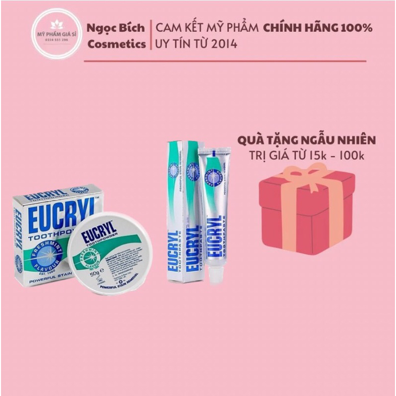 Eucryl Bột Tẩy Trắng Răng Toothpowder (50g) / Kem Đánh Răng Toothpaste (62g)