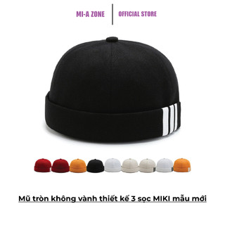 Mũ tròn MIKI mẫu mới - Mũ không vành thiết kế 3 sọc