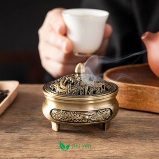 Lư Trầm xông trầm hương mẫu Long Phụng tặng kèm chân cắm tăm nhang - giá lẻ như giá sỉ