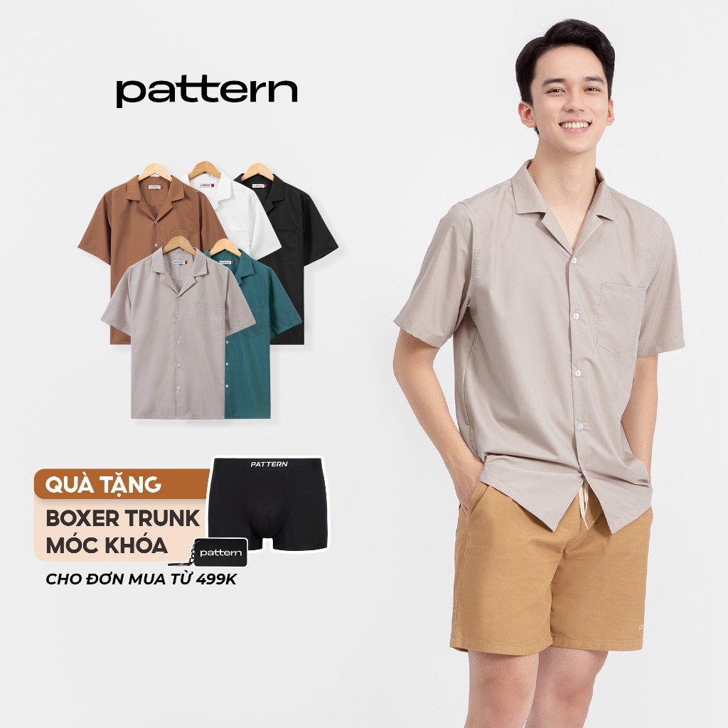 Áo sơ mi nam cộc tay PATTERN Cuban shirt 5 màu trơn PA010