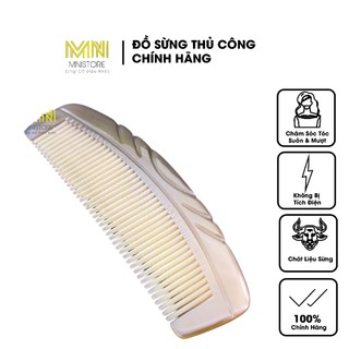 Lược sừng trâu dáng me khía tròn kích thước 11cm-17cm dày 4-7mm màu sắc trắng lưa chăm sóc và bảo vệ tóc