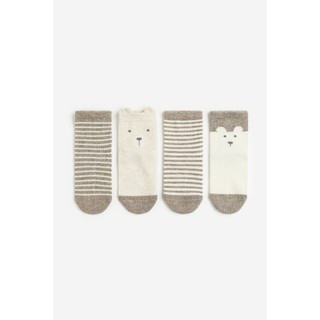 Set 4 đôi tất beige HM H&M _hàng chính hãng authentic Anh