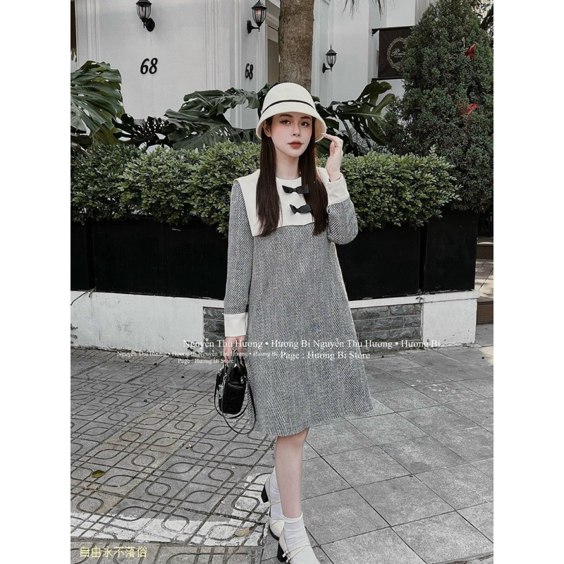 Váy Dạ Thuỷ Thủ Cổ Nơ Mã OC1284