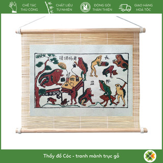 Tranh Đông Hồ Thầy đồ Cóc - School of the Frogs - Dong Ho folk woodcut painting