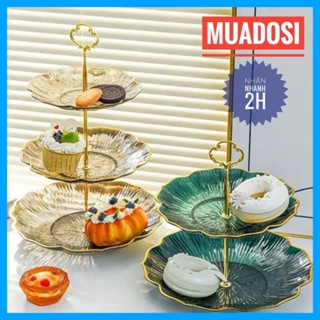 [ Mẫu Mới] Khay Đựng Bánh Kẹo Trái Cây Đồ Ăn Vặt 3 Tầng Hình Hoa Decor Cao Cấp  Sang Trọng