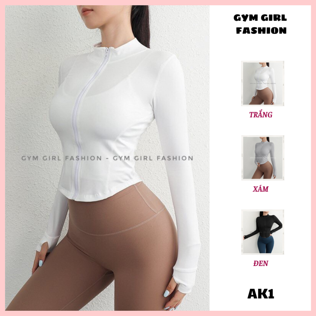 Áo Khoác Thể Thao MÃ AK1 Cổ Đứng Nữ Dài Tay Ôm, Nhanh Khô