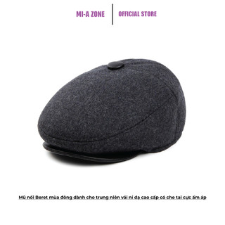 Mũ nồi – Nón Beret mùa đông dành cho trung niên vải nỉ dạ cao cấp có che tai cực ấm áp