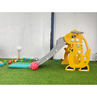   1m6  Cầu trượt cho bé dài 1m6 hình khủng long hình nai cho bé có bỏng rổ gấu phát nhạc 