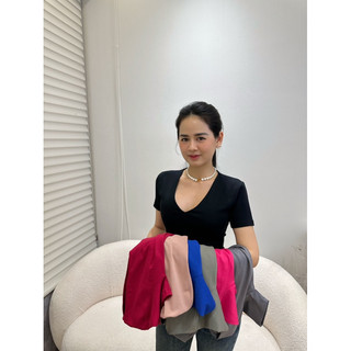 Áo Thun Basic Cổ Tim Chất Thun Borip Co Giản - 7 màu