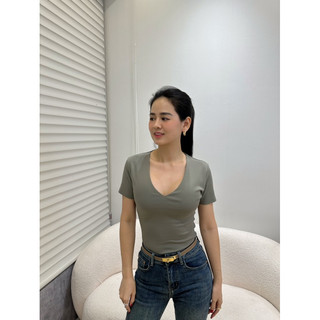 Áo Thun Basic Cổ Tim Chất Thun Borip Co Giản - 7 màu