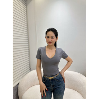 Áo Thun Basic Cổ Tim Chất Thun Borip Co Giản - 7 màu
