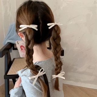 Set 2 kẹp tóc mỏ vịt thắt nơ ruy băng