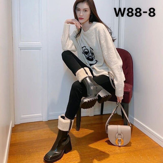 [HÀNG SẴN] Bốt cổ lông da lì cực xinh cao 5cm