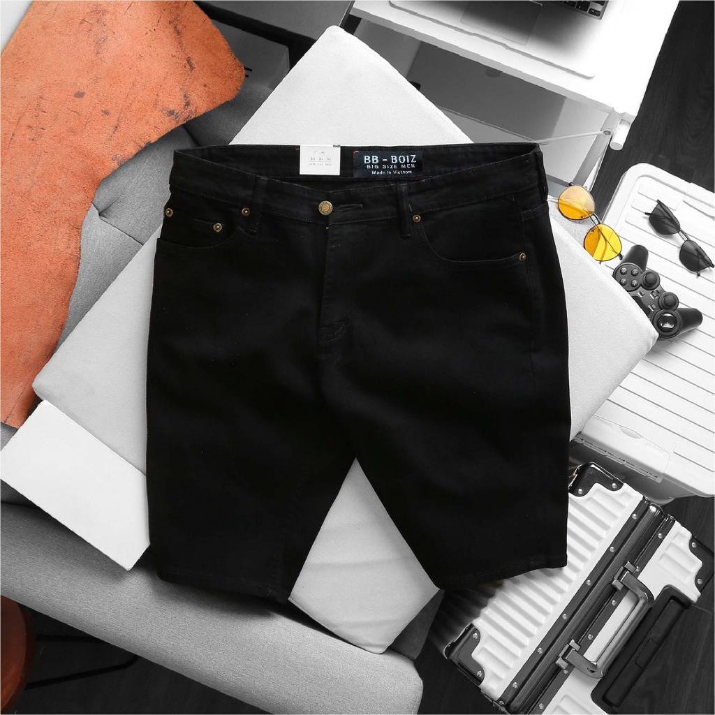 -  Quần short jean nam BB - Boiz đen trơn bigsize 80 -130kg - Mã 04/01/215