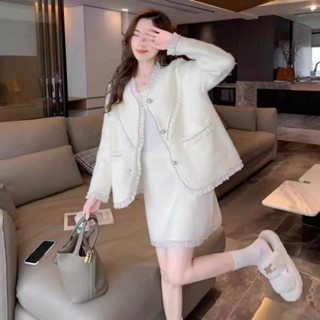 Sét váy lông thỏ hàng quảng châu cao cấp, chất vải dày dặn thời trắng thu đông cho nữ