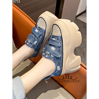 Giày thời trang Jean xanh 9cm Đính Đá Vip
