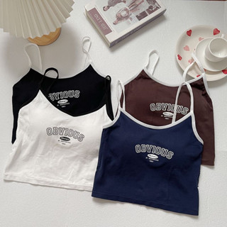 Áo 2 dây kèm mút ngực 4 màu in chữ sexy mùa hè thời trang nữ Famos