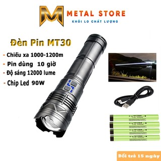 Đèn pin cầm tay công suất lớn mt30 metalstore đèn pin siêu sáng pin trâu