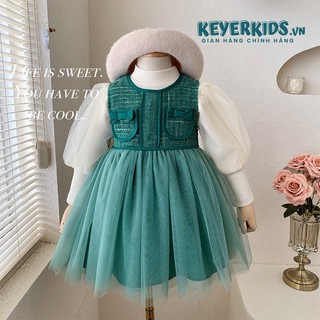 Set Váy Bé Gái KEYER KIDS, Váy Bé Gái 2 Chi Tiết Áo Thun Cotton Kèm Chân Váy Voang Lụa Đáng Yêu VN21
