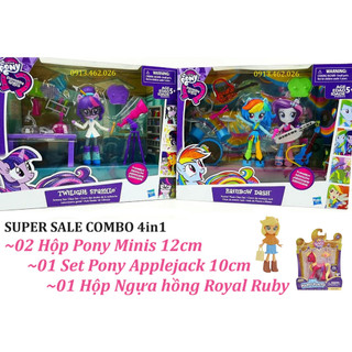 Combo 4in1💟2 hộp pony 12cm, 1 set pony 10cm & phụ kiện - 1 hộp ngựa hồng royal ruby.