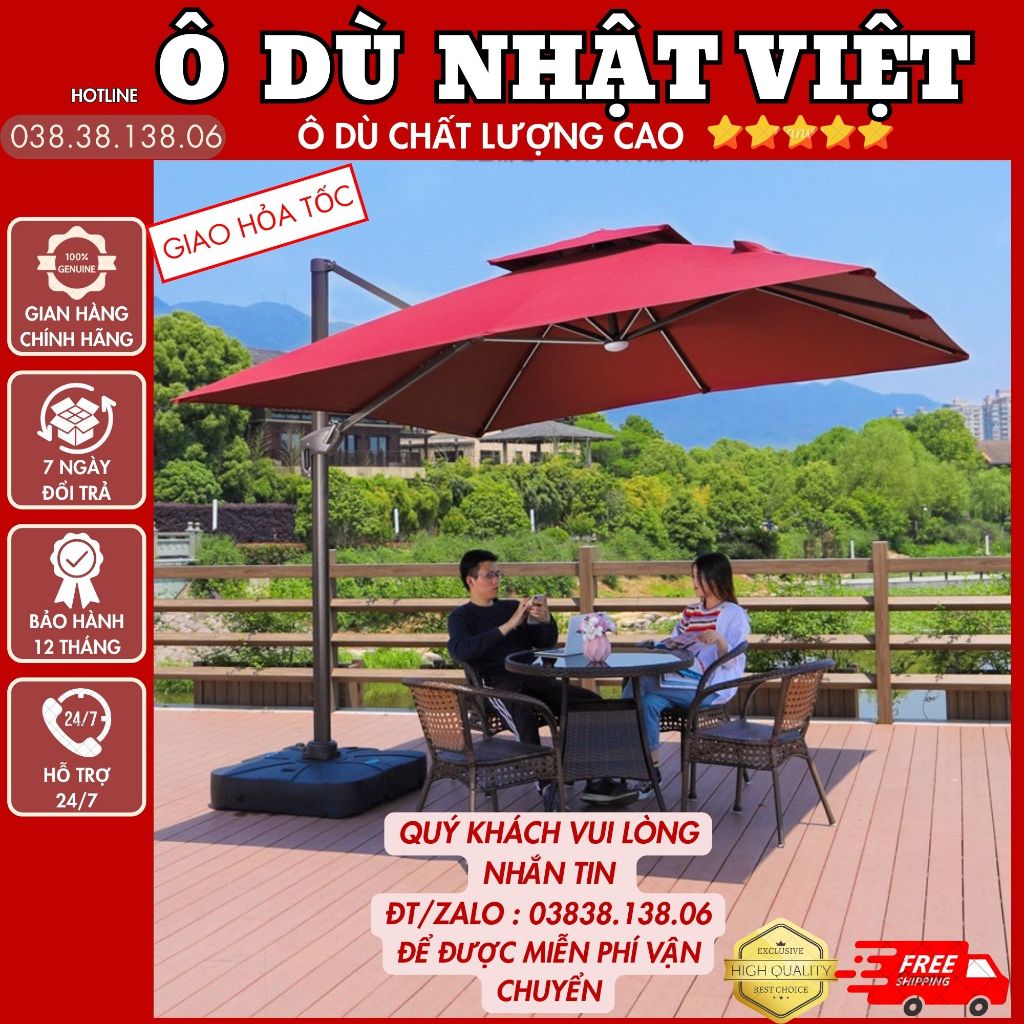 DÙ LỆCH TÂM 3M KHUNG NHÔM HỢP KIM CAO CẤP TAY QUAY NÂNG HẠ-Ô DÙ NHẬT VIỆT M9
