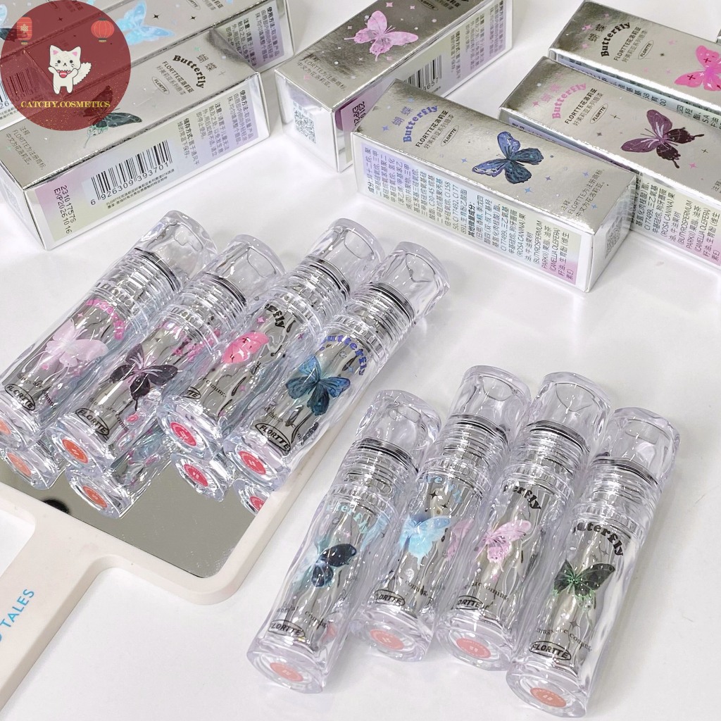   FLORTTE  Son kem tint bóng FLORTTE vỏ bạc lượn sóng hạn chế lem dính Blink Butterfly Gloss Velvet 