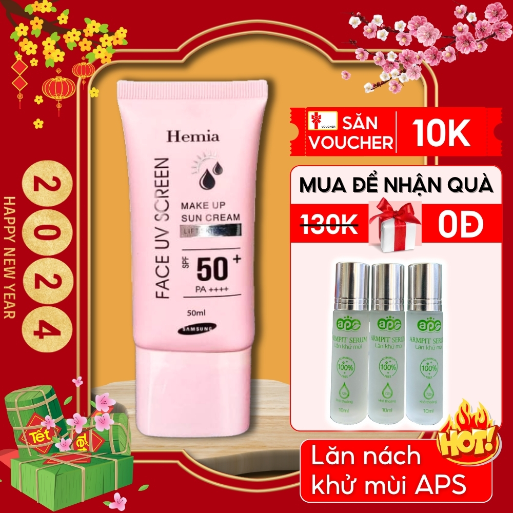 Kem Chống Nắng Nâng Tone HEMIA Cho Da Dầu Mụn Da Khô Da Nhạy Cảm Dưỡng Ẩm Cho Cả Bà Bầu, Face UV Screen Makeup Hàn Quốc