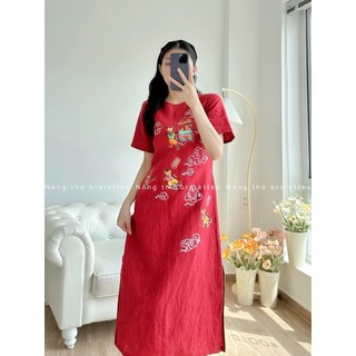 Đầm linen vẽ thủ công " Đám cưới chuột"