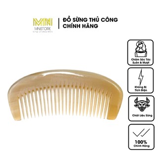 Lược sừng trâu dáng me trơn hình dáng múi bưởi kích thước 8,5cm - 13cm màu lưa giảm tình trạng rụng tóc