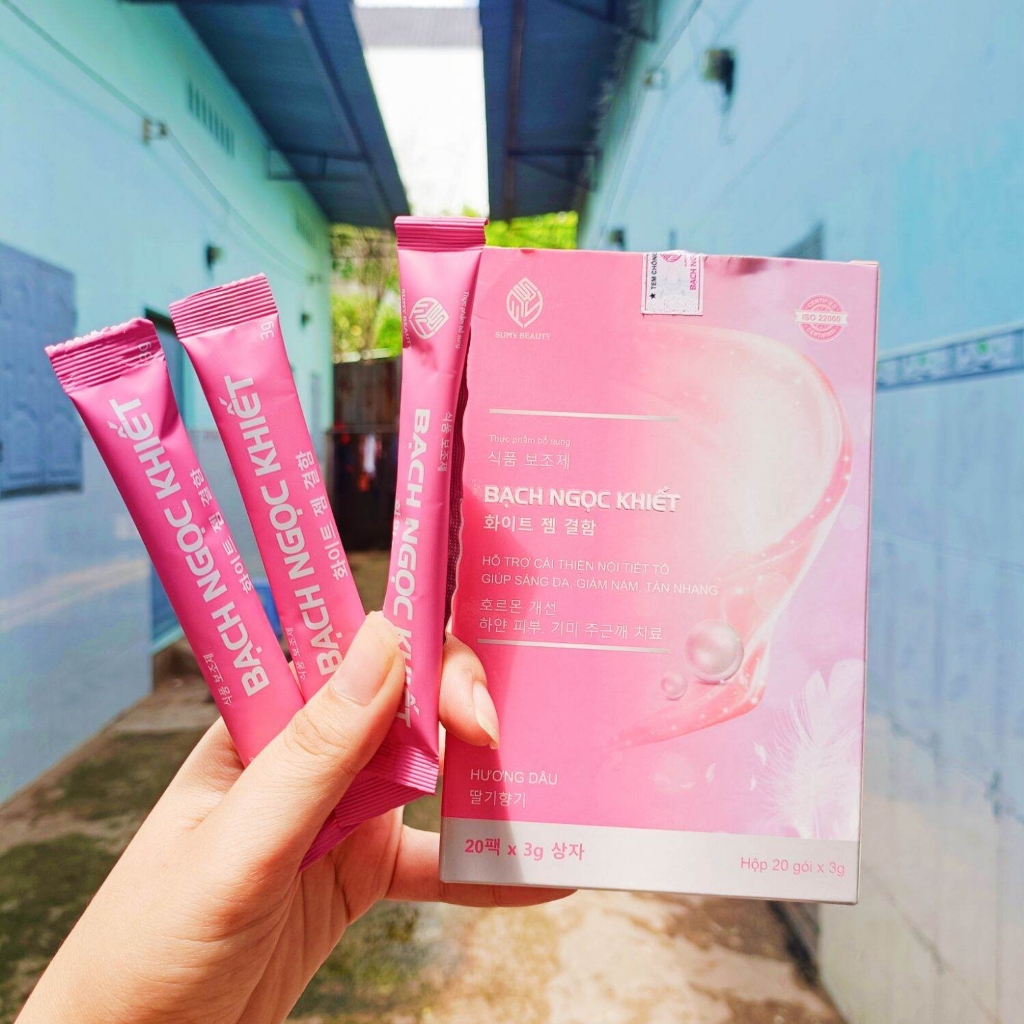 Collagen Bạch Ngọc Khiết, sâm tố nữ, hoa anh thảo hỗ trợ cải thiện nội tiết tố, sáng da, giảm nám, tàn nhang