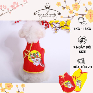 Áo thun mèo thần tài cho chó mèo yudog áo sườn xám mèo thần tài nút tàu cho thú cưng