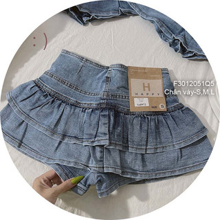 Chân váy jean xòe tầng gài 3 nút sang trọng viens store