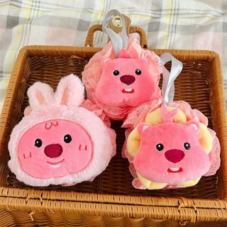 Bông Tắm Dạng Tròn Phối Ren Siêu Mềm Đính Nhân Vật Hoạt Hình Loopy Dễ Thương Phong Cách Hàn Quốc