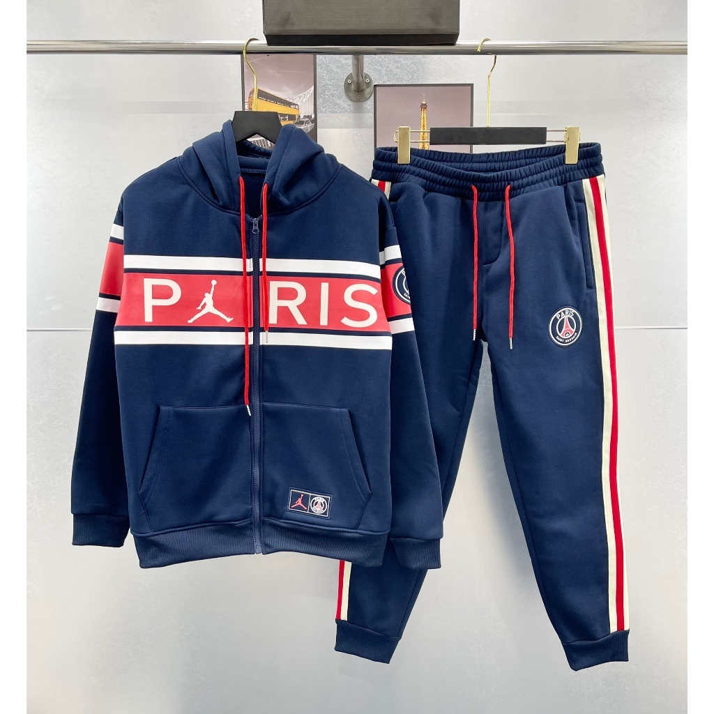 Bộ Quần Áo Dài Paris PSG 2 Lớp -Bộ HOODIE HOT NHẤT 2024 Vải Umi Dày Dặn Bộ Hoodie Nỉ PSG_Paris Xanh 2 Màu Cao Cấp