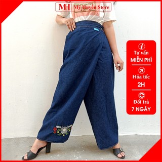 Váy Chống Nắng Dạng Quần Cao Cấp Vải Jean Dày Thêu Hoa Cúc Cạnh Mỹ Huyền Store