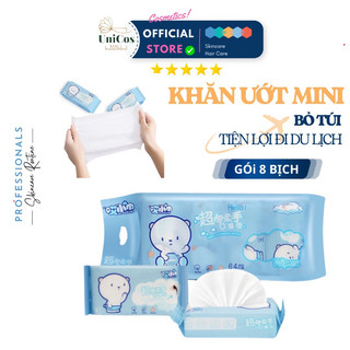 Khăn Ướt Mini Dễ Thương Tiện Lợi Không Gây Kích Ứng Da - Khăn Giấy Ướt Mini Không Chứa Cồn - Giấy Ướt Mini Set 8 Gói