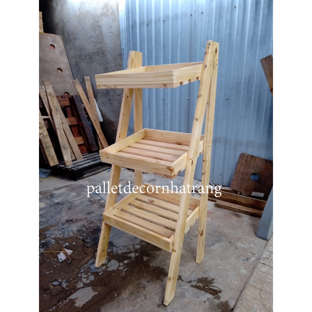 Kệ gỗ thông chân chữ A để trái cây, rau củ quả