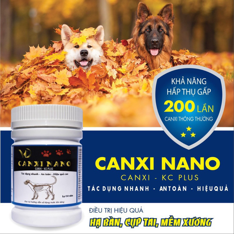 Canxi nano cho chó mèo, hỗ trợ tình trạng tụt canxi chó mèo