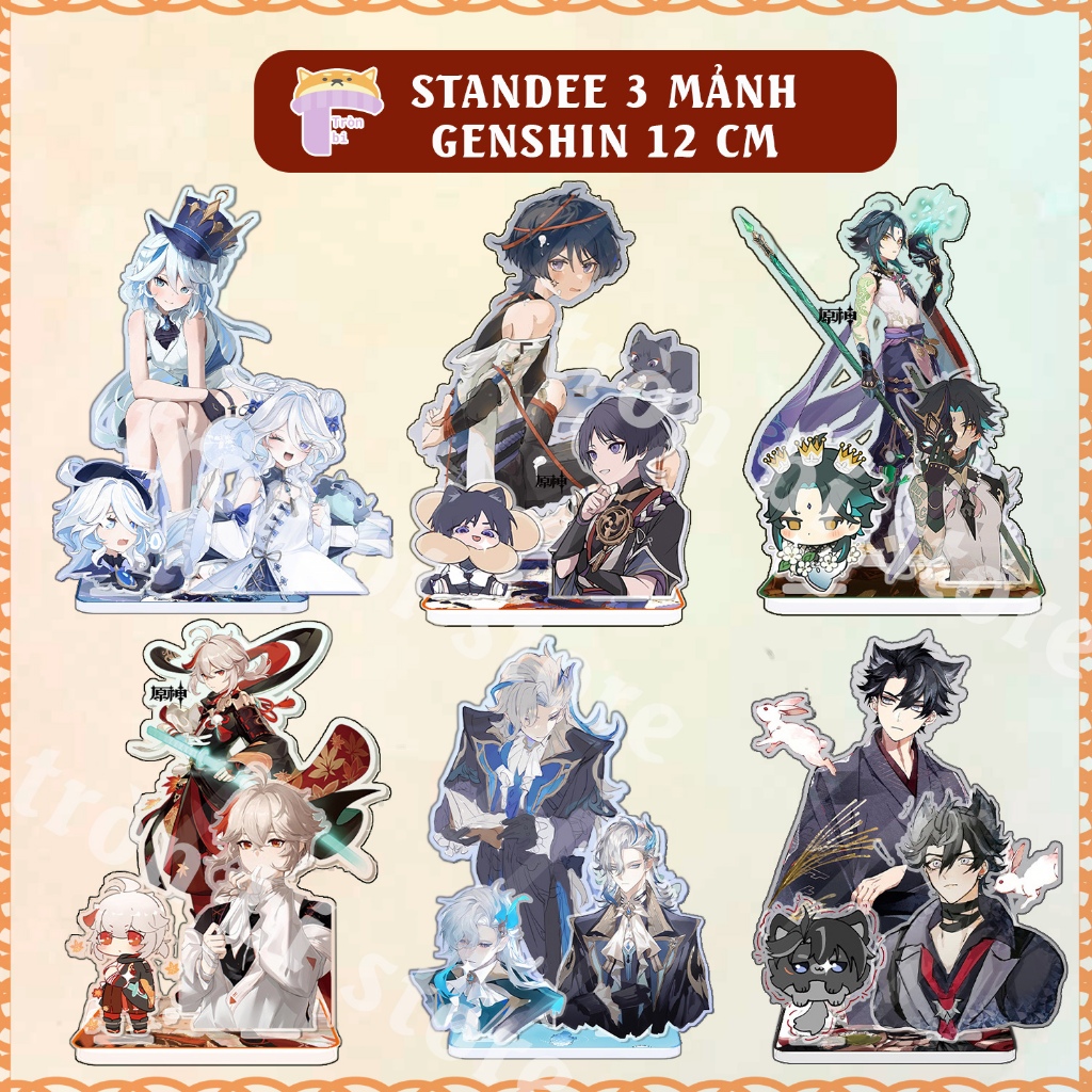 Standee 3 mảnh Genshin Impact 12 cm Kazuha, Yae, Raiden, Venti, Scara, Zhongli, Xiao, Alhaithma [Nhi