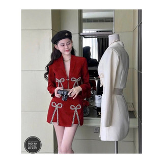 Bigsize set vest tay dài phối nơ dạ 55-95kg s226