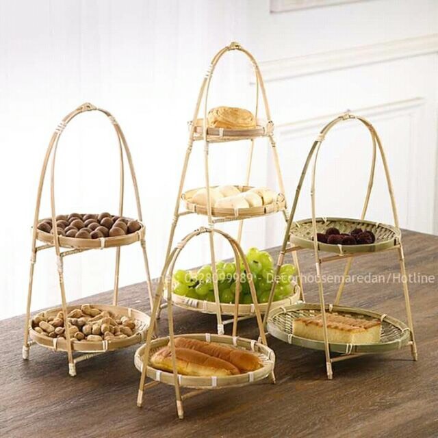 Mẹt tre tầng, mẹt tre 1 2 3 tầng đựng bánh kẹo mứt tết đồ ăn, trang trí phụ kiện decor chụp ảnh