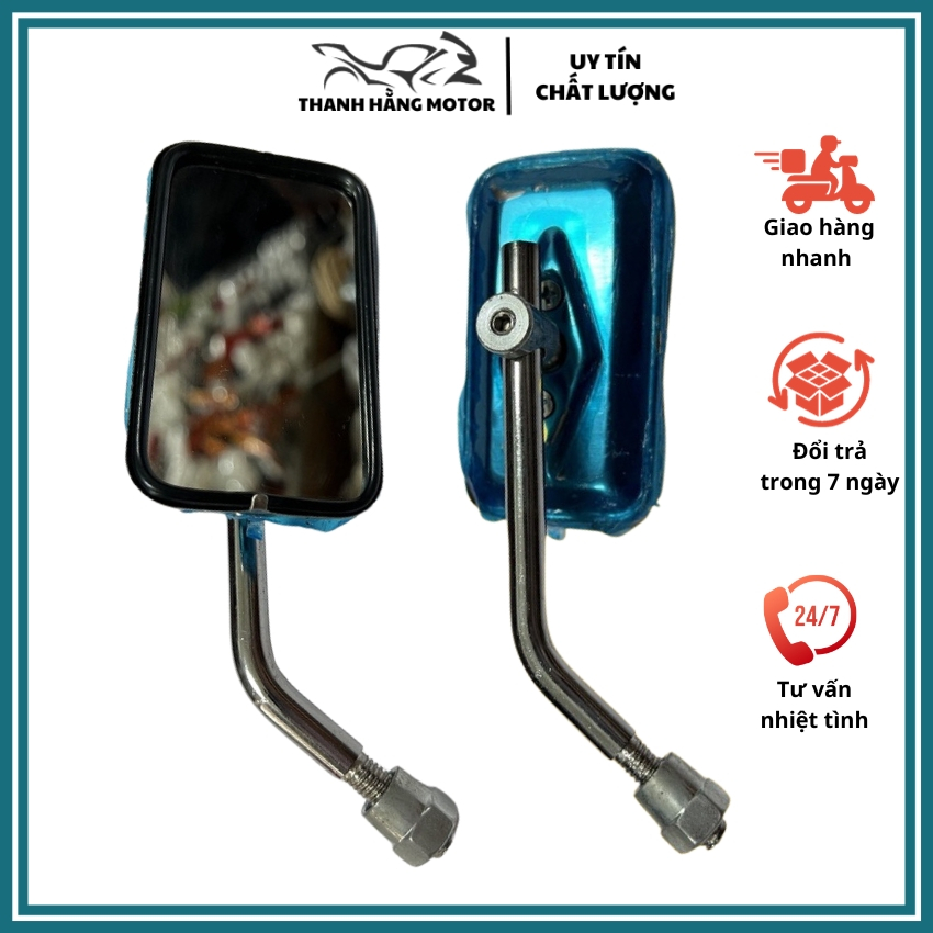 Gương Vuông Nhỏ Mạ Inox - Hàng Xịn Chất Lượng-ren 8,10 li, tặng kèm lục lăng nhỏ chỉnh gương